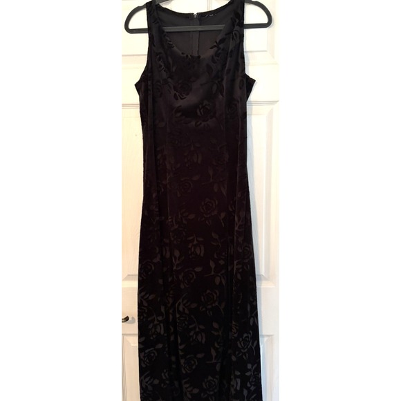 The Unbranded Brand Dresses & Skirts - Vintage Maxi Dress Size small / med Velvet Burn‎ Out Black Whimsigoth Floral Y2K